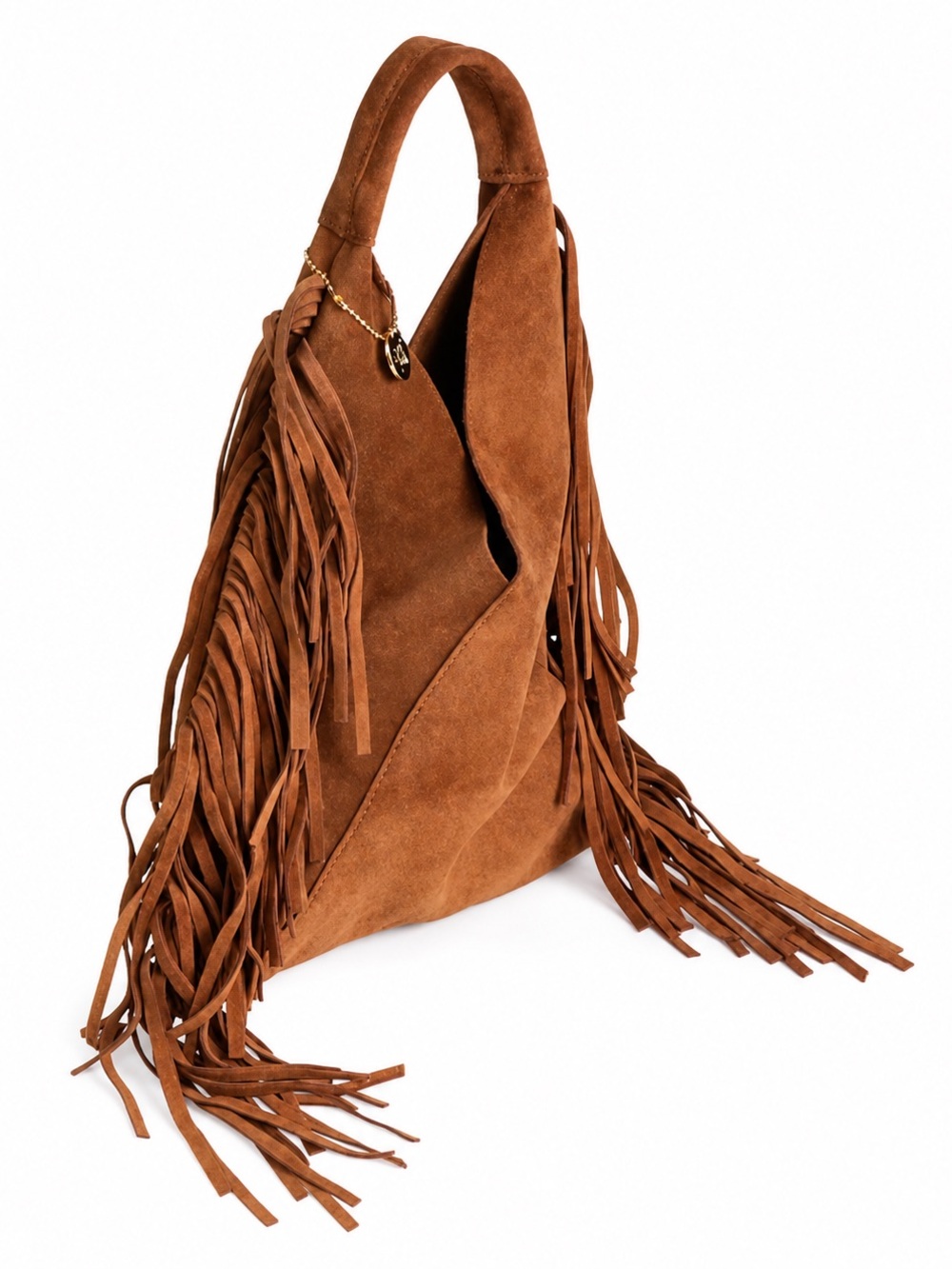Laura Di Maggio Milano Suede Fringe Hobo Bag NWT Made in Italy - Picture 3 of 10